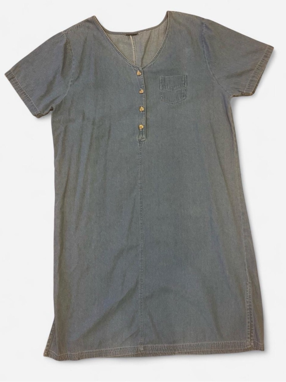 90s Blue Denim Henley Dress -